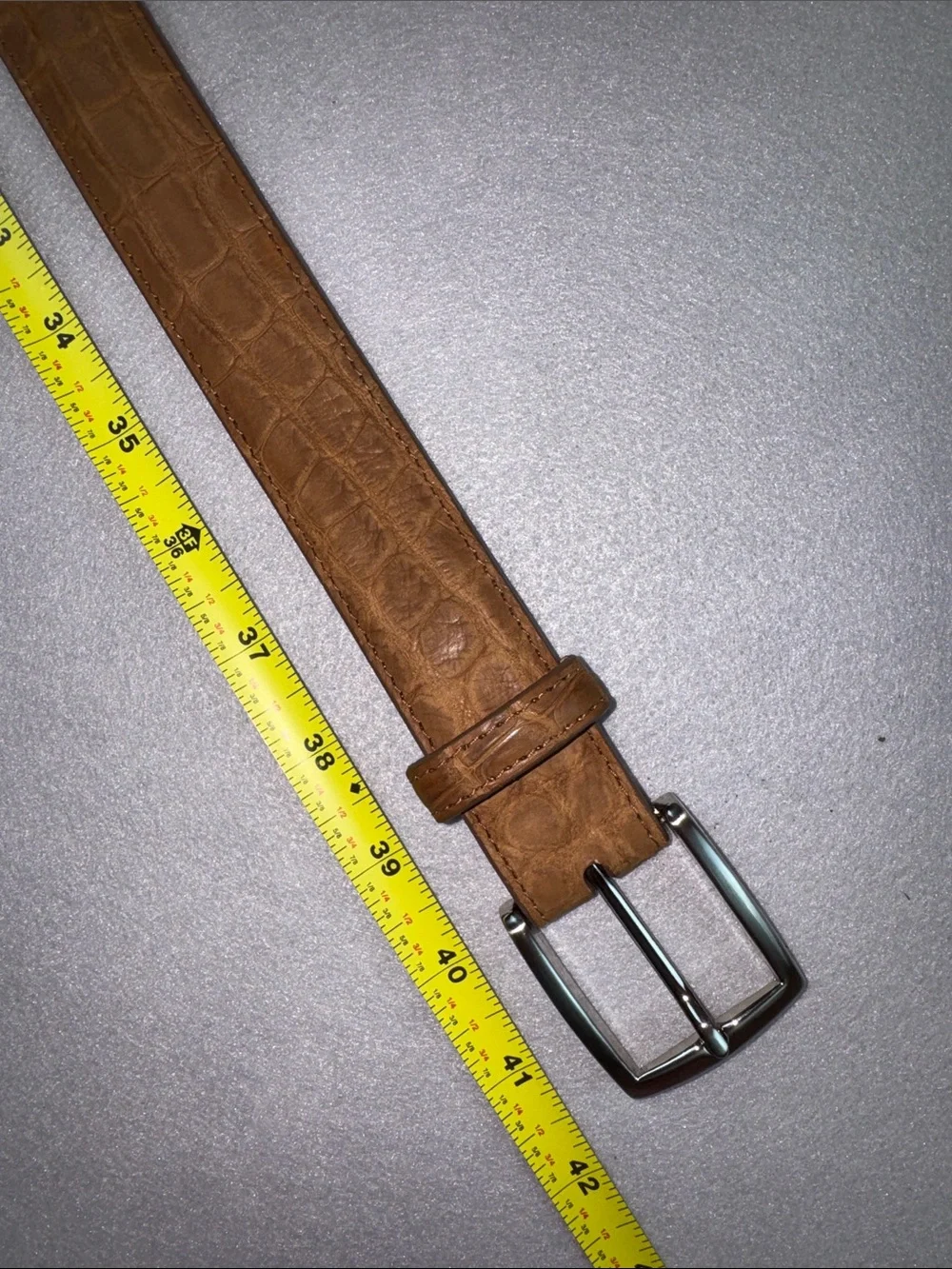 Peter Millar Genuine Alligator Belt with Silver Buckle Size 34